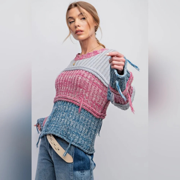 EASEL Comfy Colorblock Sweater #397-402 - Picture 2 of 11